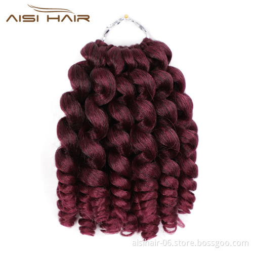 Aisi Hair 8 Inch Multi Color Jumpy Wand Curly Crochet Braids Jamaican Bounce Synthetic Crochet Hair Extension For Black Women